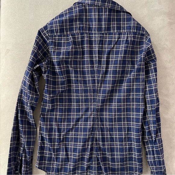 🆕 Frank & Eileen plaid purple blue linen Barry shirt medium - Picture 10 of 14
